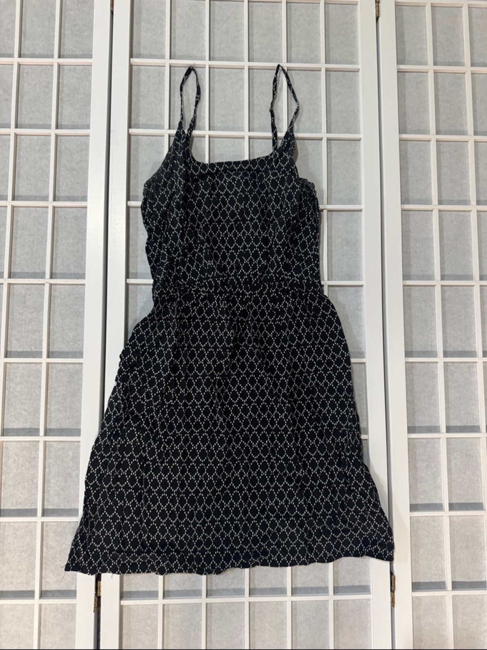 Old Navy Black Spaghetti-Strap Mini Dress with White Geometric Print